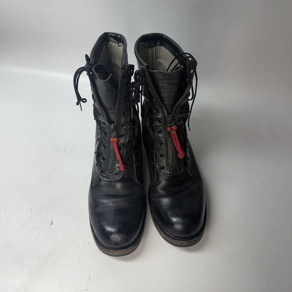 Vtg Addison Shoe Co Biltrite *Read * Zip Tongue Combat Boot  Asymmetric 8D